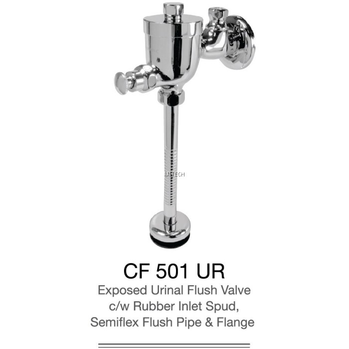 CF501UR Exposed Urinal Flush Valve c/w Rubber Inlet Spud, Semiflex